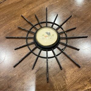 Vintage Black Metal Sunburst Wall Decor
